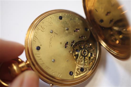 A Victorian 18ct gold open faced keyless lever pocket watch, by Charles E. Beebe, Dulwich,